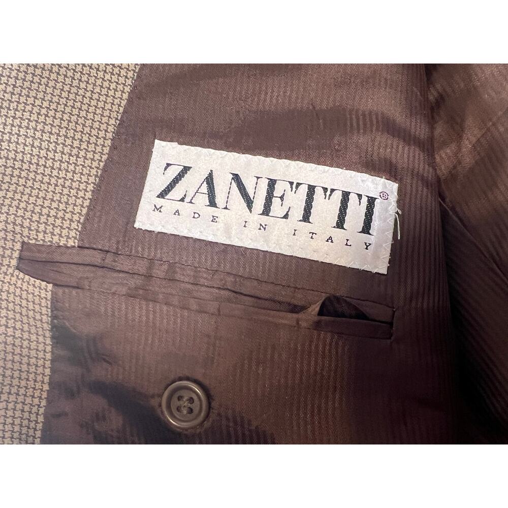 Zanetti Italian Blazer Merino Wool Vintage Mens Size 50 R Houndstooth Pattern - Picture 6 of 10